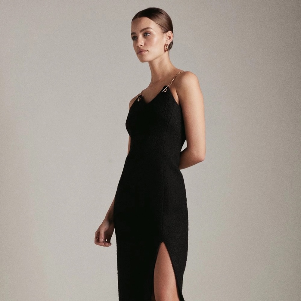 Karen Mullen Chain & Eyelet Pencil Midi Dress, size 8